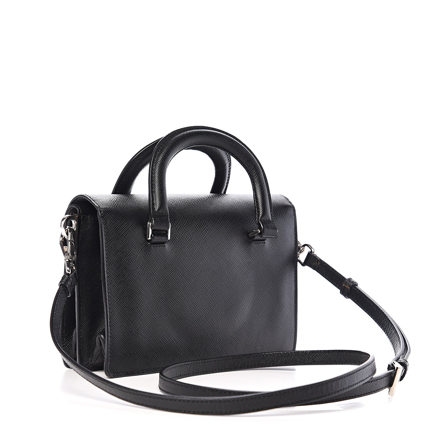 Prada Saffiano Lux Mini Sound Top Handle Crossbody Bag Black 2 of 8