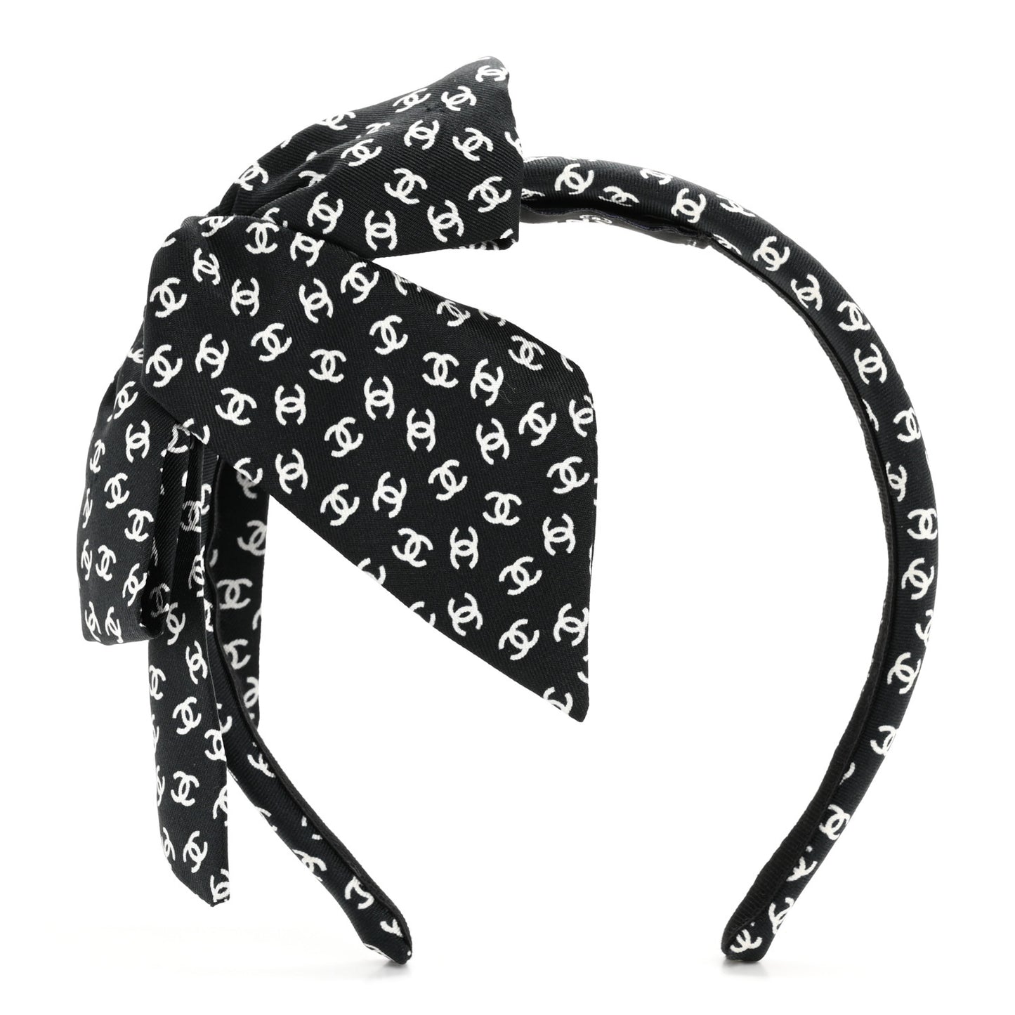 Silk Bow CC Headband Black Ecru