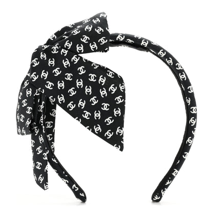Chanel Silk Bow CC Headband Black Ecru 3 of 6