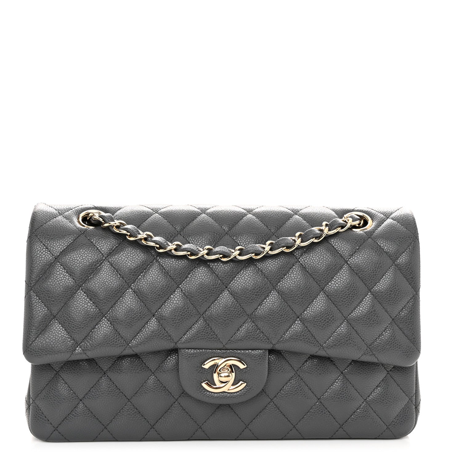 Chanel Caviar Quilted Medium Double Flap Dark Grey 1 of 10