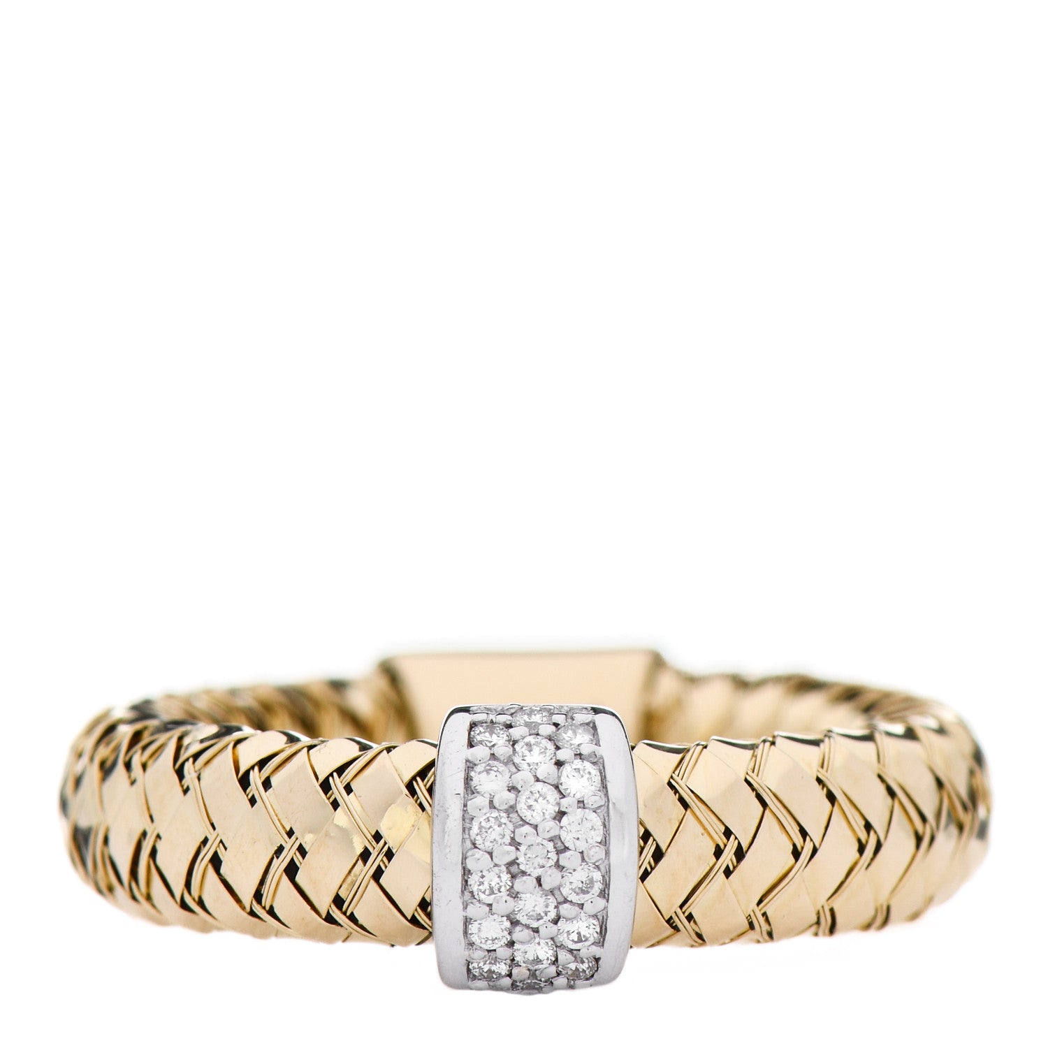 Roberto Coin 18K Yellow White Gold Diamond Primavera Band Ring 52 6 1 of 4