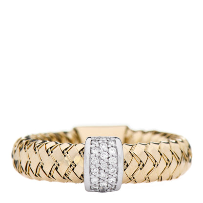 Roberto Coin 18K Yellow White Gold Diamond Primavera Band Ring 52 6 1 of 4