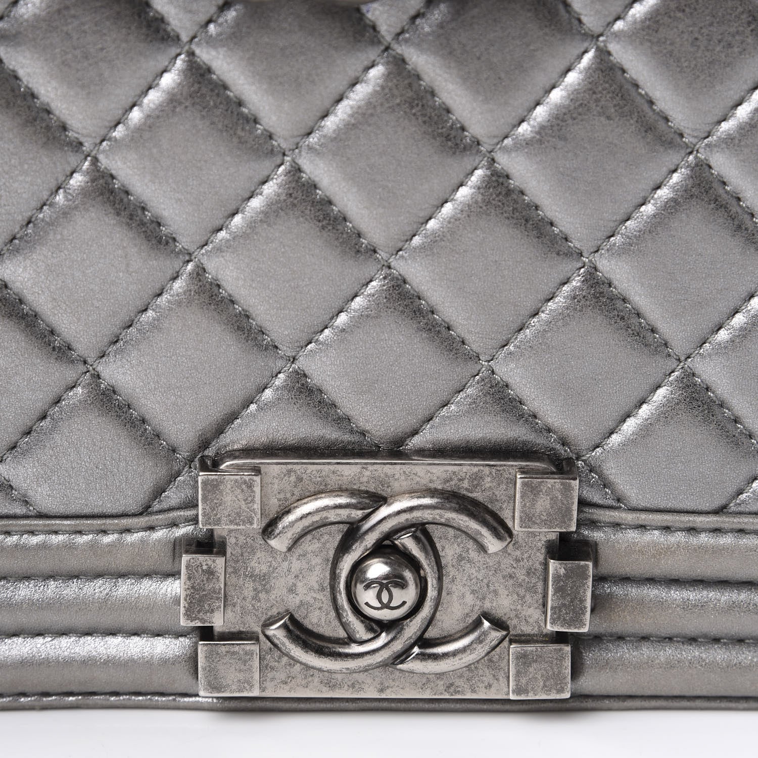 Chanel Metallic Lambskin Quilted Medium Boy Flap Silver 11 of 13