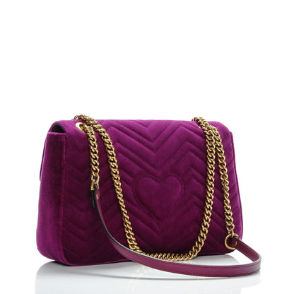 Gucci Velvet Matelasse Medium GG Marmont Shoulder Bag Fuchsia Violet Cyclamen 3 of 7