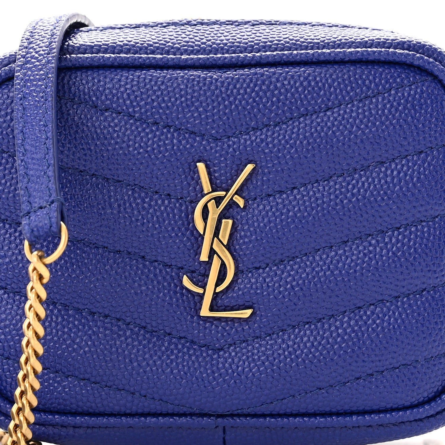 Saint Laurent Grain De Poudre Matelasse Monogram Baby Lou Camera Bag Sapphire Blue 8 of 10