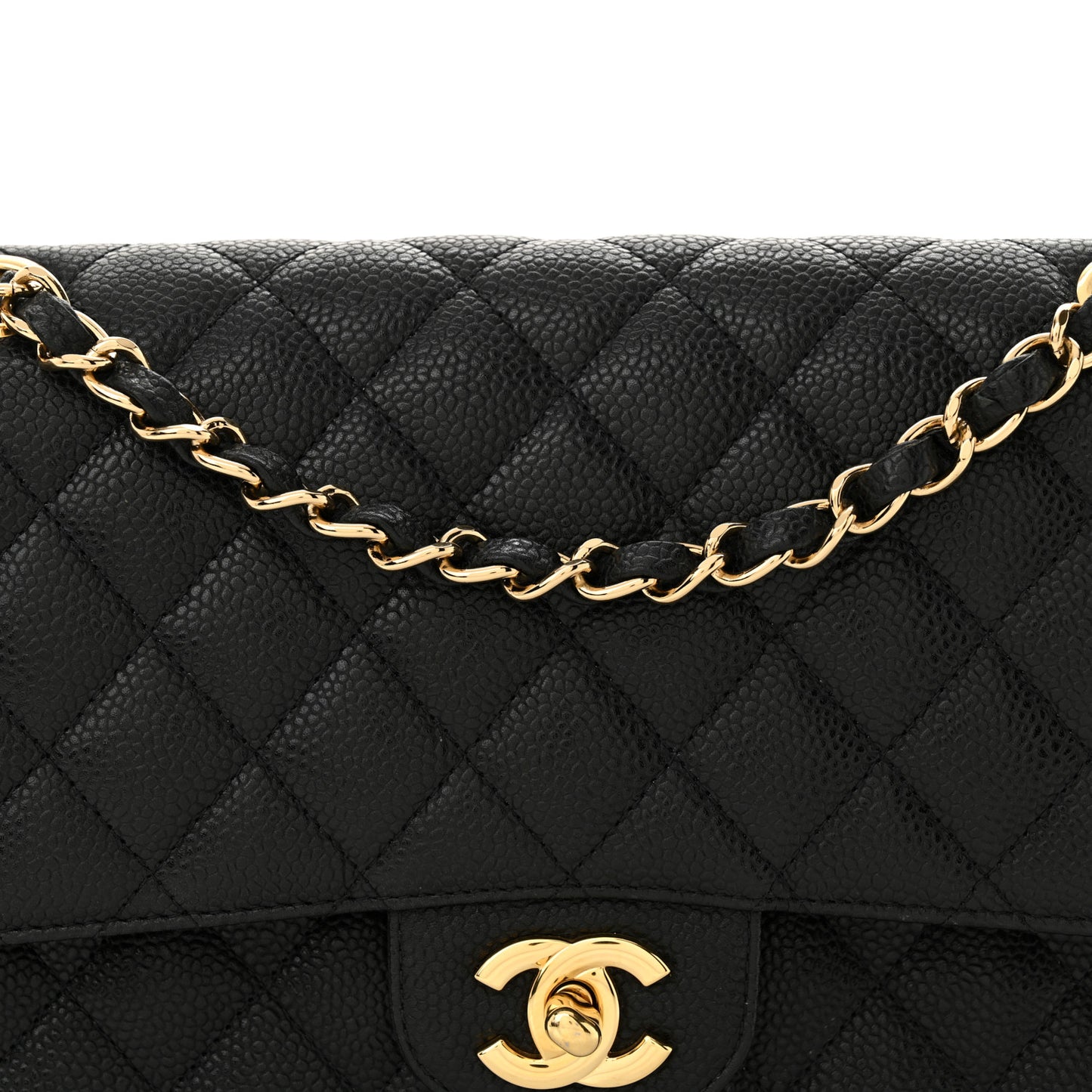 Caviar Quilted Medium Double Flap Black