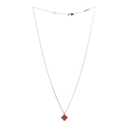 Van Cleef & Arpels 18K Rose Gold Carnelian Sweet Alhambra Pendant Necklace 3 of 8