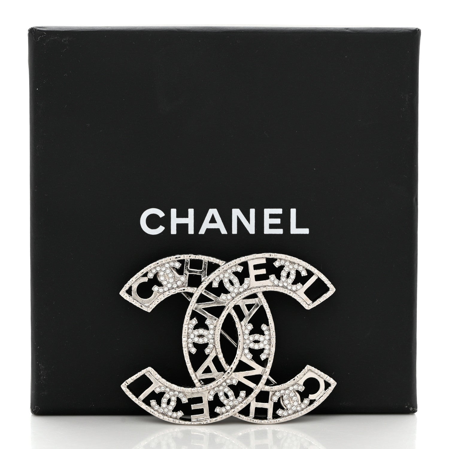 Chanel Crystal CC Brooch Silver 5 of 5