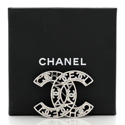 Chanel Crystal CC Brooch Silver 5 of 5