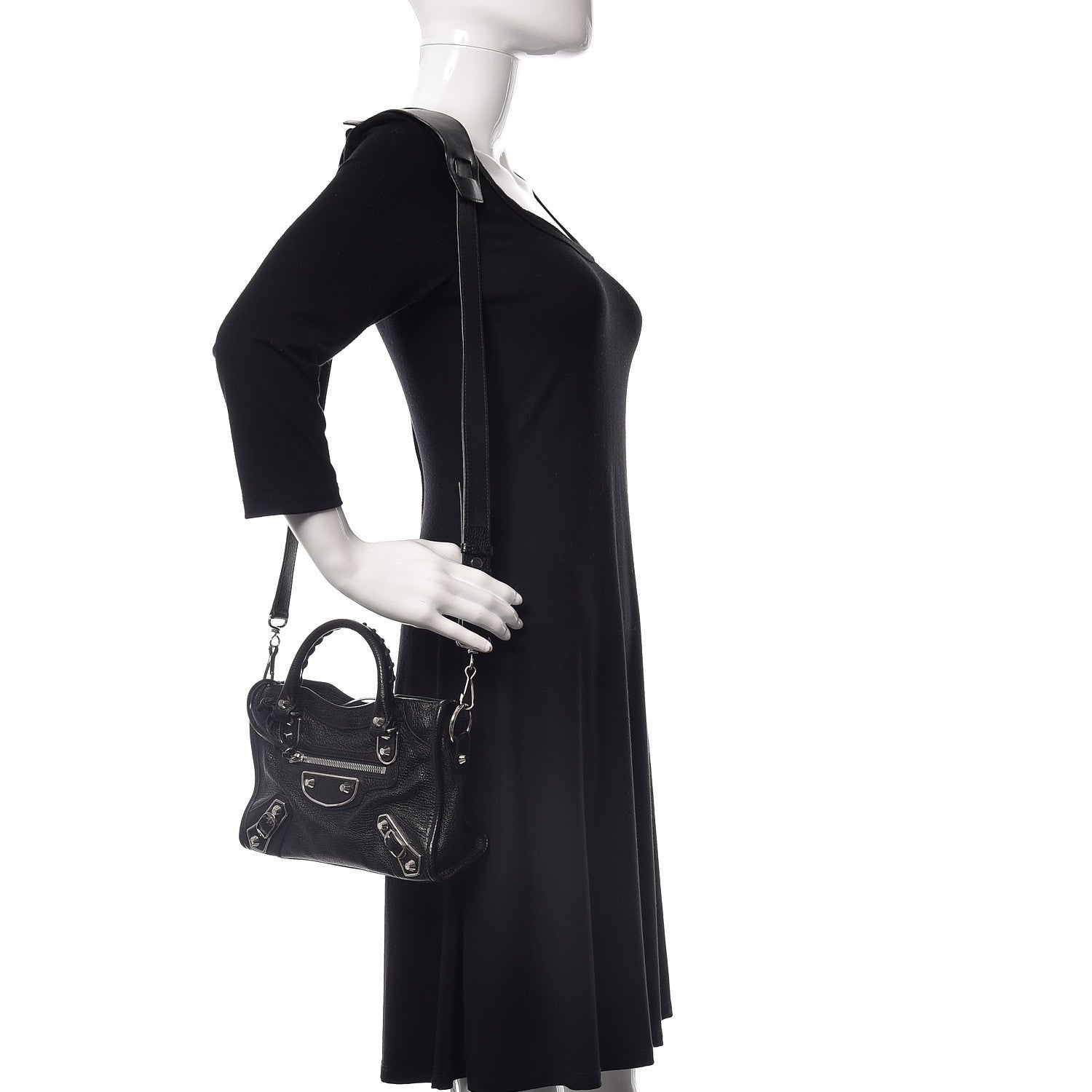 Balenciaga Chevre Silver Metallic Edge Hardware Mini City Black 2 of 9
