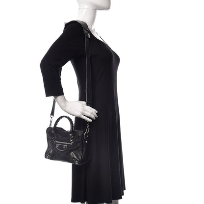 Balenciaga Chevre Silver Metallic Edge Hardware Mini City Black 2 of 9
