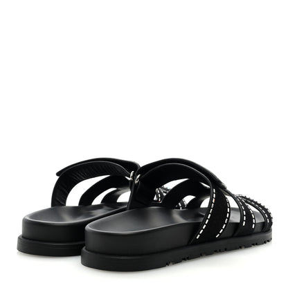 Hermes Suede Crystal Womens Chypre Sandals 37 Black 4 of 8