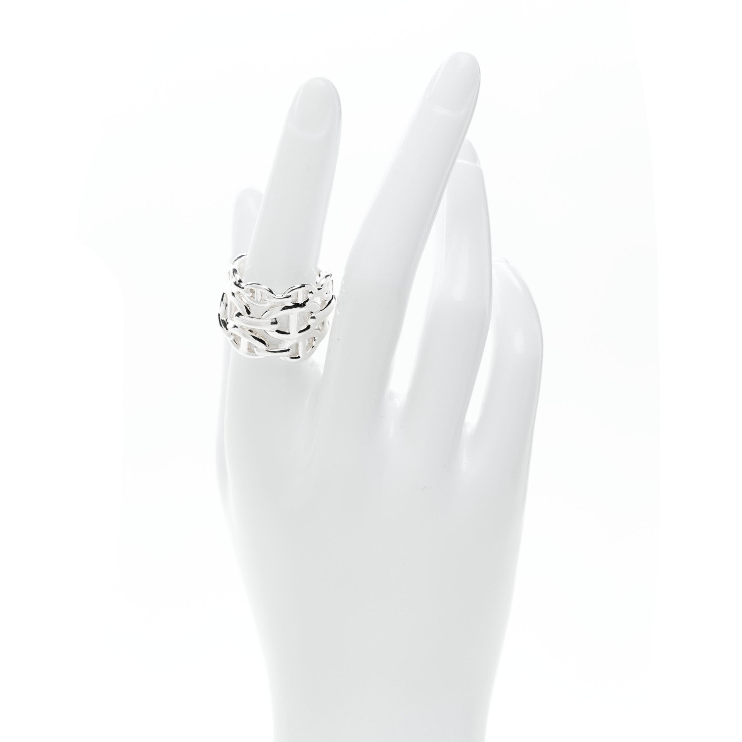 Hermes Sterling Silver GM Chaine d'Ancre Enchainee Band Ring 55 7.25 2 of 5