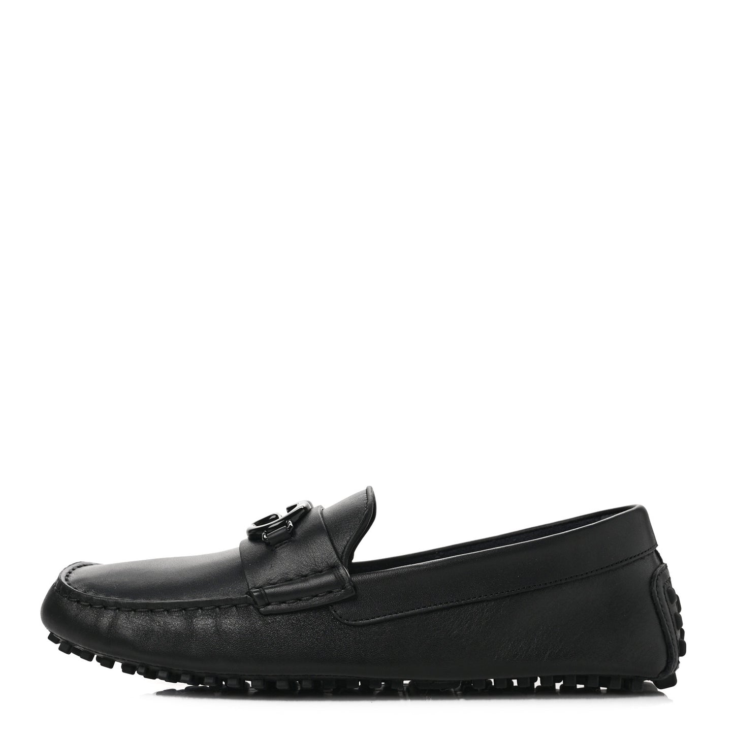 Soft Clove Calfskin Monochrome Mens Interlocking G Driver Loafers 9 Black