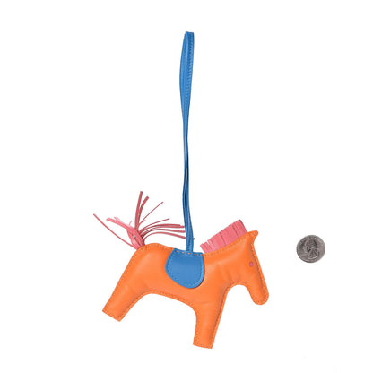 Hermes Milo Lambskin Grigri Rodeo Horse Bag Charm MM Orange Bleu Zanzibar Rose Azalee 2 of 5