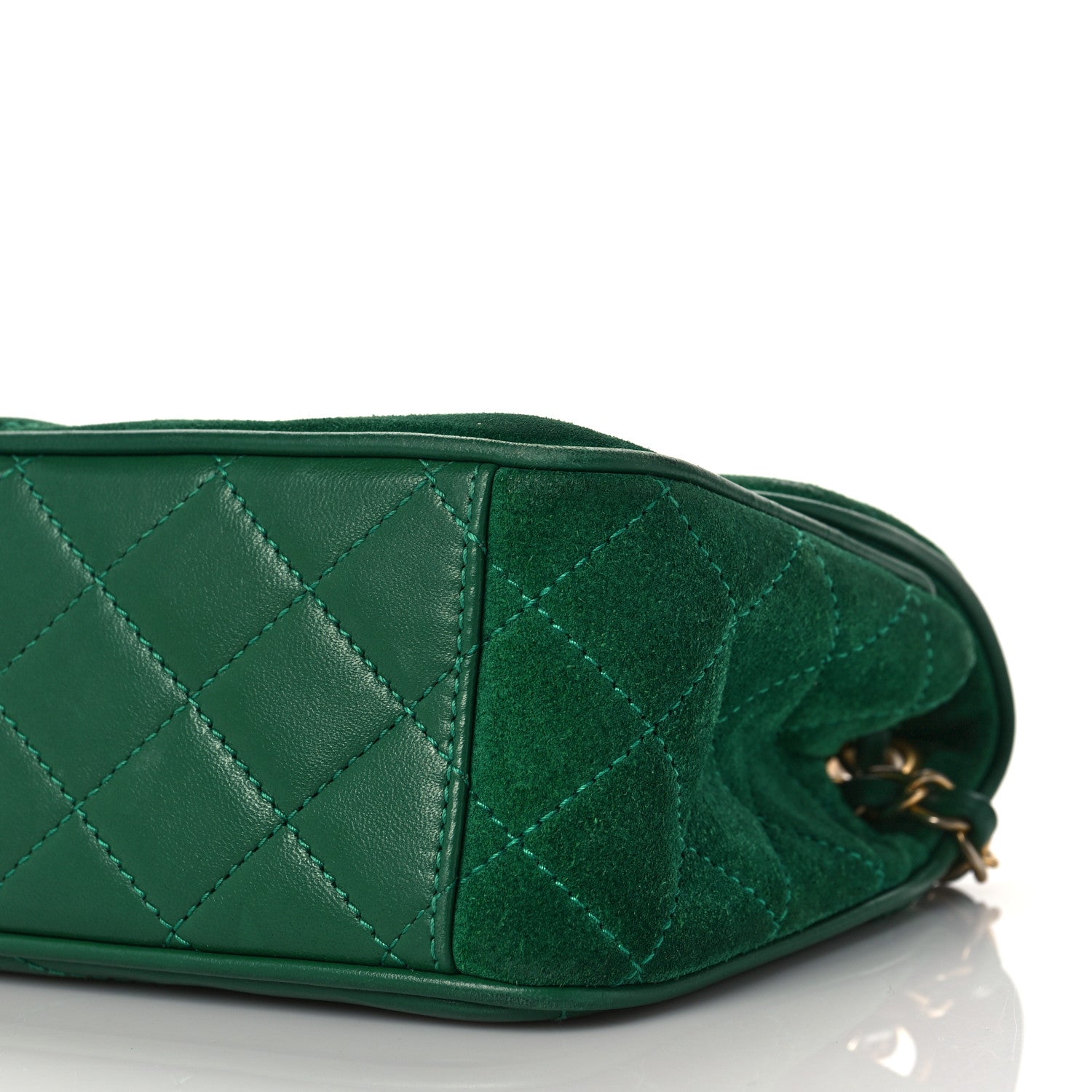Chanel Suede Lambskin Scallop Quilted Small Pagoda Flap Green 9 of 9