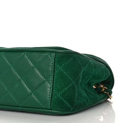 Chanel Suede Lambskin Scallop Quilted Small Pagoda Flap Green 9 of 9