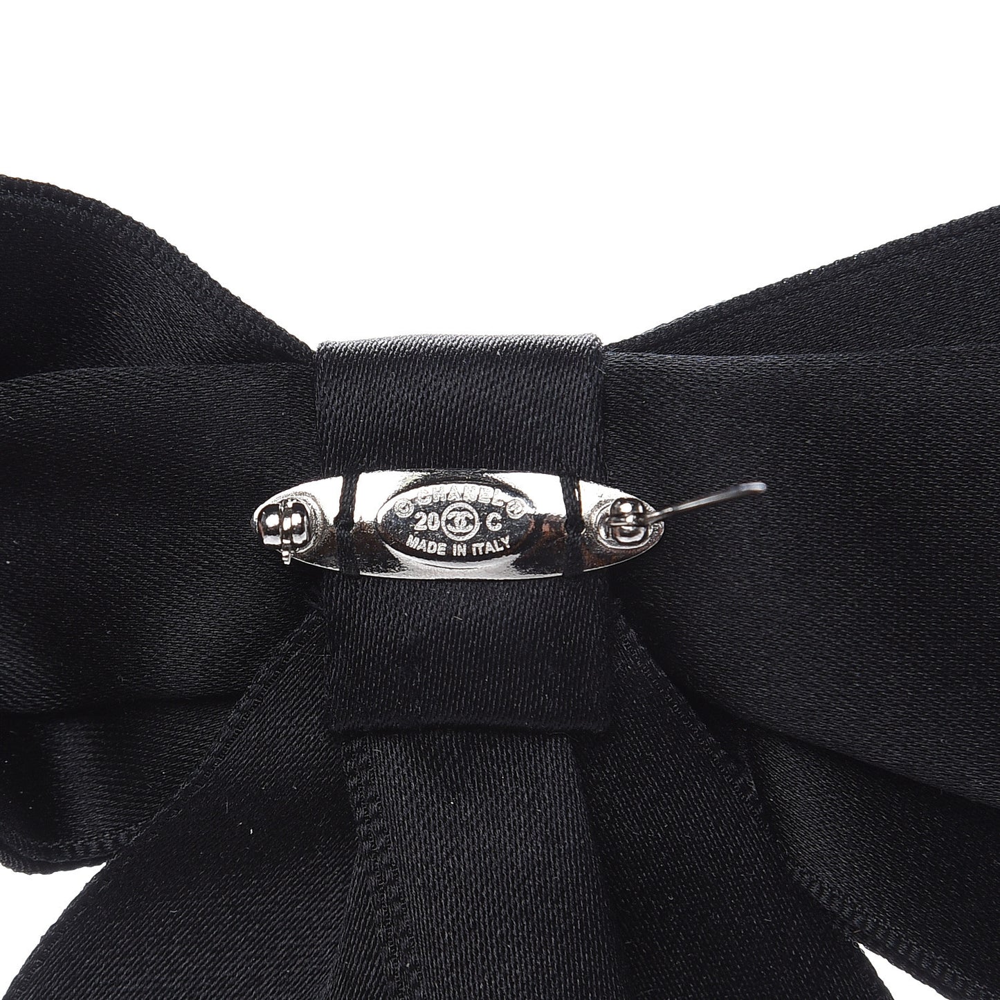 Silk Satin Bow Brooch Black