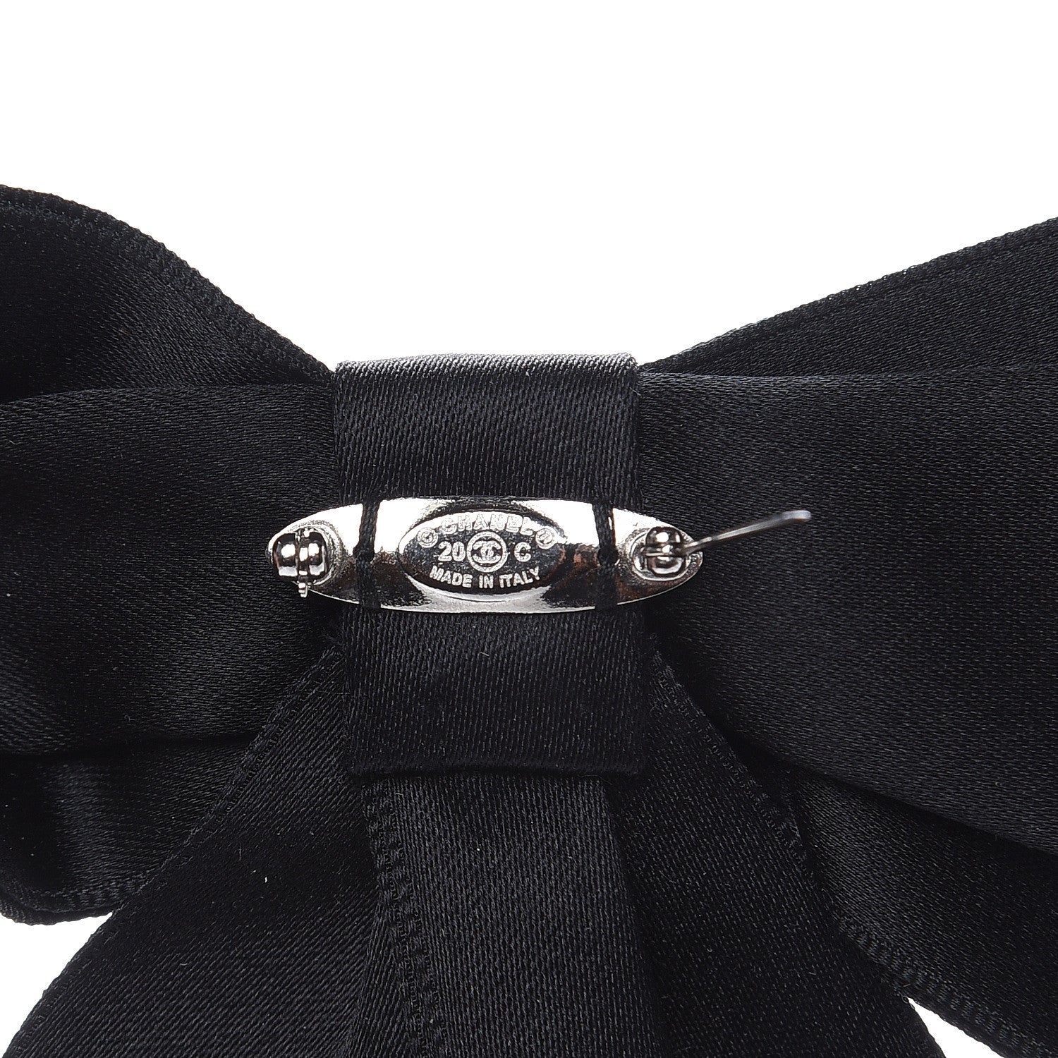 Chanel Silk Satin Bow Brooch Black 3 of 3