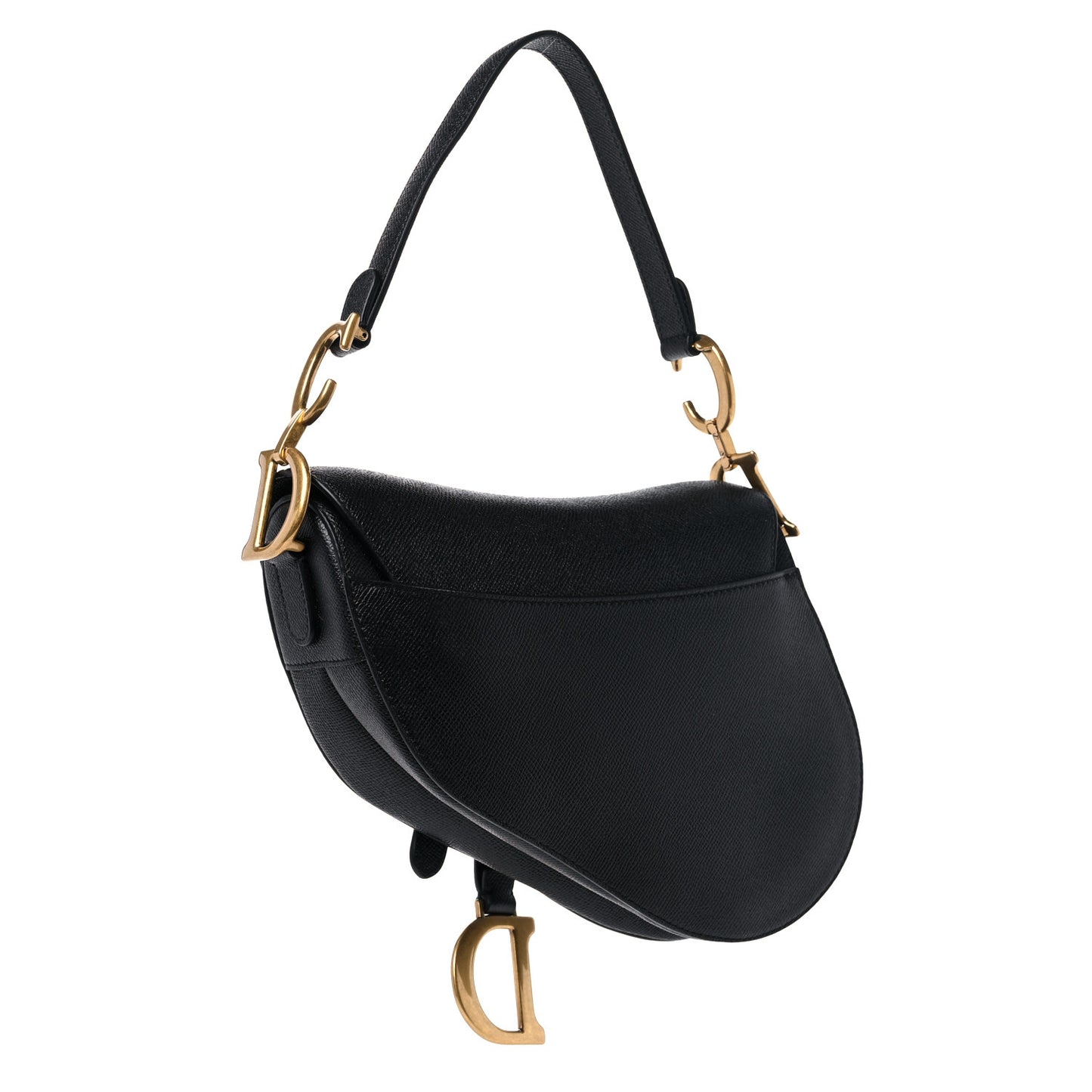 Grained Calfskin Saddle Bag Black