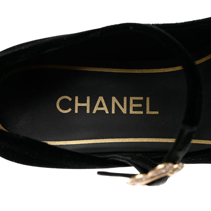 Chanel Velvet Grosgrain Mary Jane Flats 36.5 Black 8 of 9