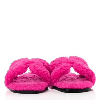 Hermes Woolskin Oran Sandals 36.5 Rose Fuchsia 2 of 4