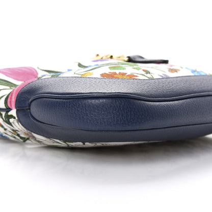Gucci Canvas Flora Medium Jackie Hobo Blue Agata 8 of 10