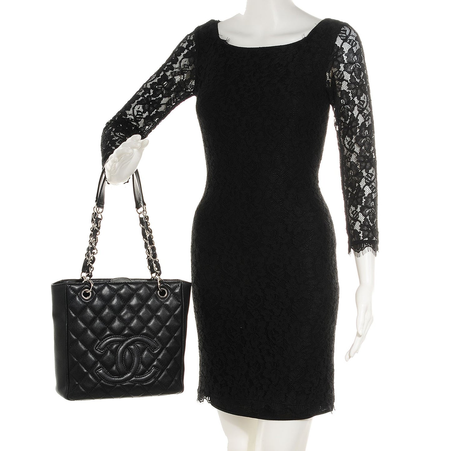 Caviar Petit Shopping Tote PST Black