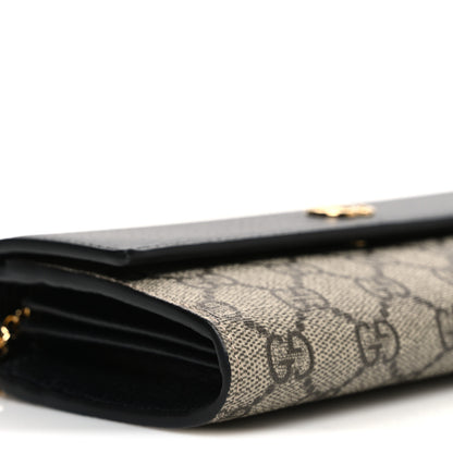 Gucci Dollar Calfskin GG Supreme Monogram Petite GG Marmont Wallet Chain Bag Black Beige Ebony 9 of 10
