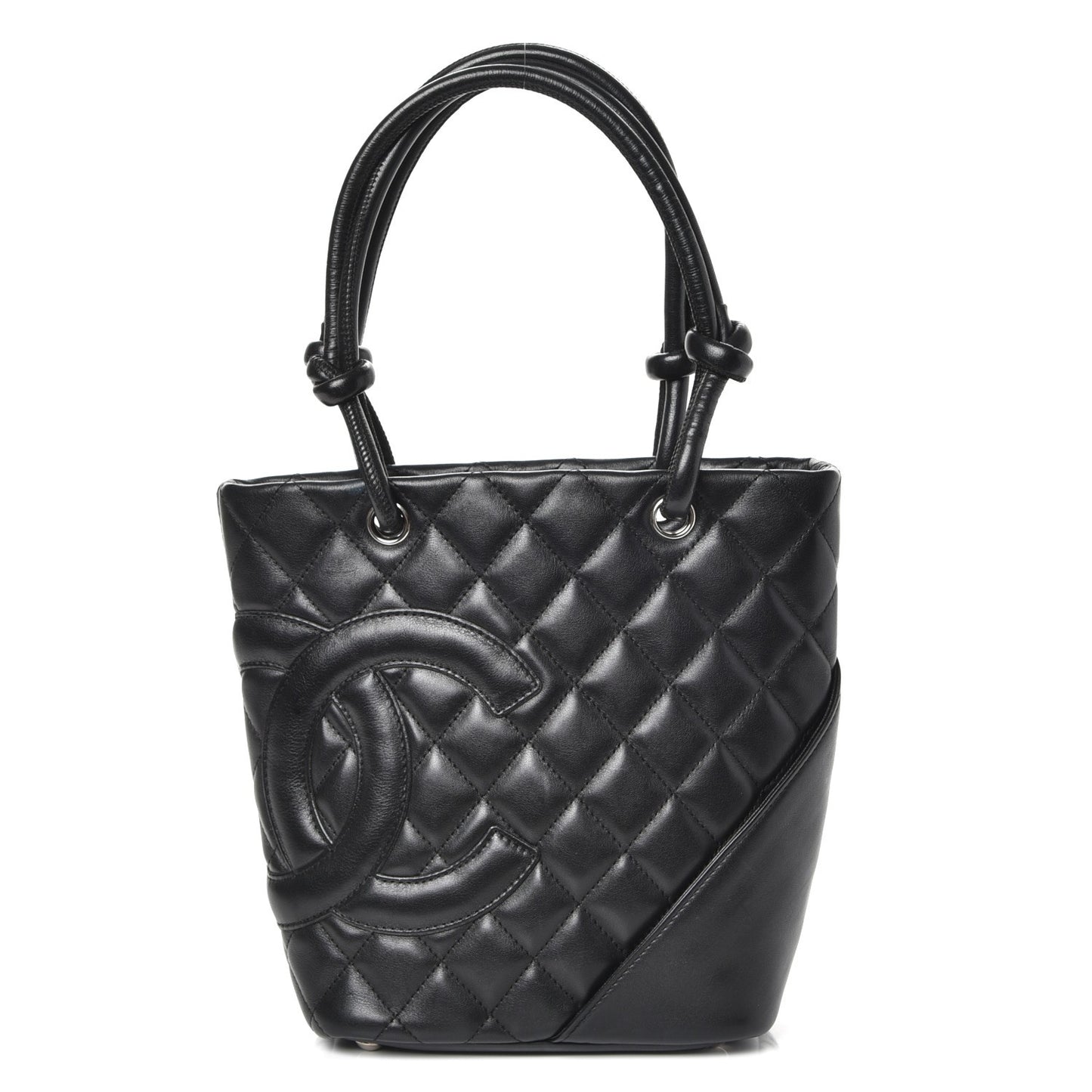 Calfskin Quilted Small Cambon Tote Black