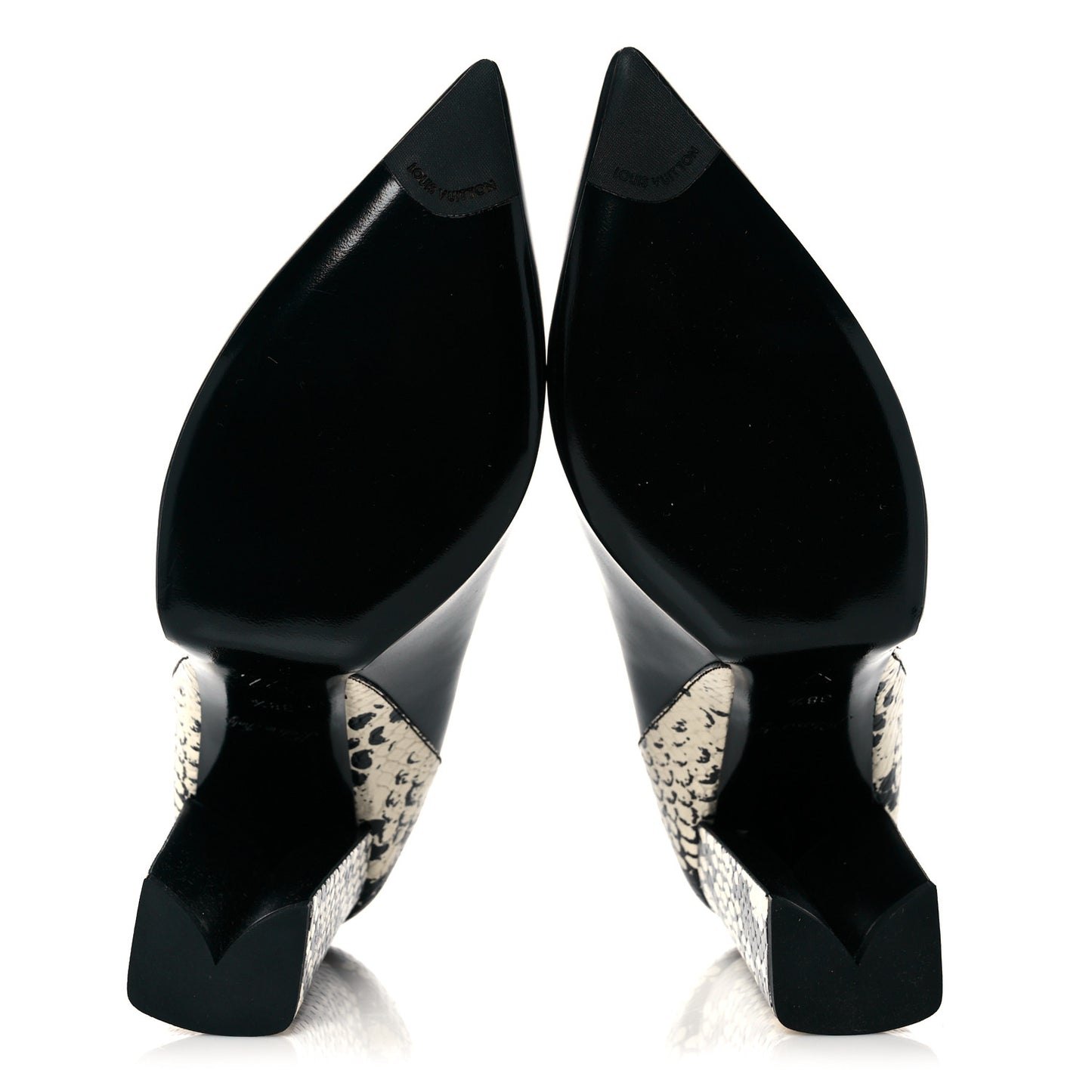 Calfskin Snakeskin Embossed Matchmake Pumps 38.5 Black White