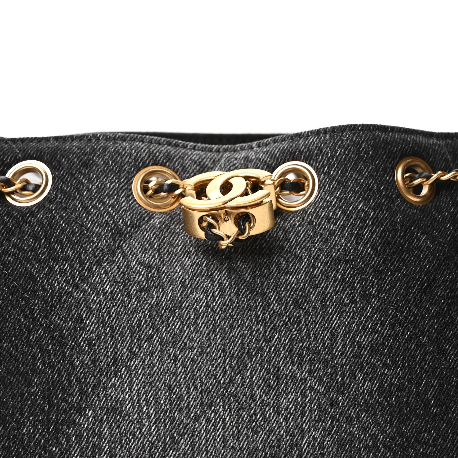 Chanel Washed Denim Quilted Mini Chanel 25 Handbag Black 14 of 19