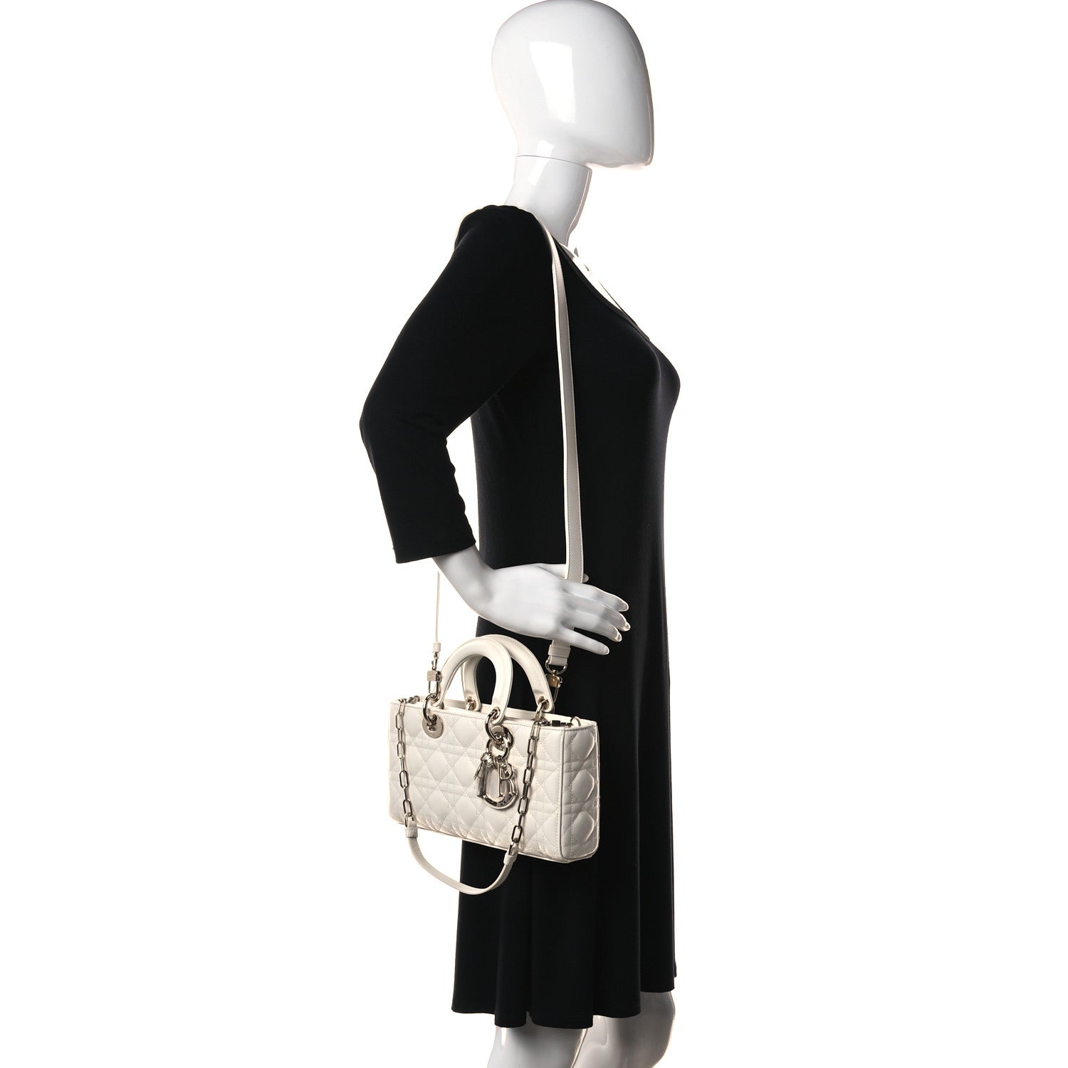 Christian Dior Calfskin Cannage Lady D-Joy White 2 of 16