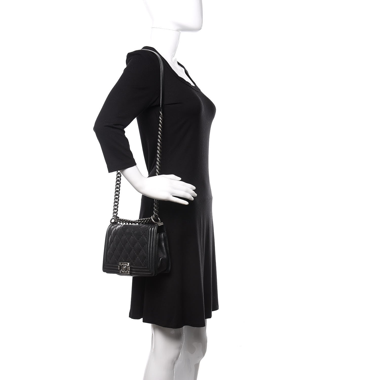 Chanel Calfskin Double Stitch Medium Boy Flap Black 2 of 16