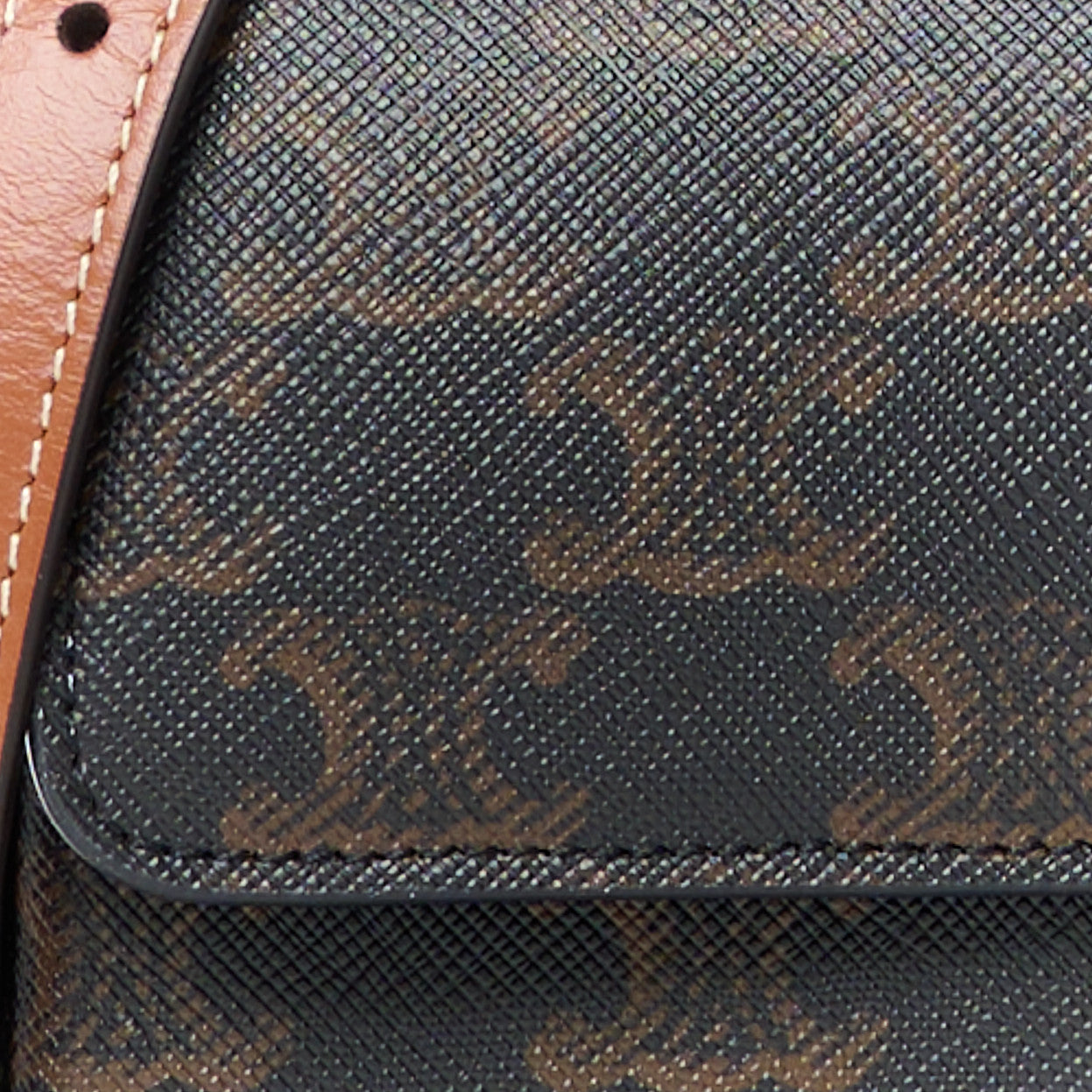 Canvas Calfskin Triomphe Shoulder Bag Tan