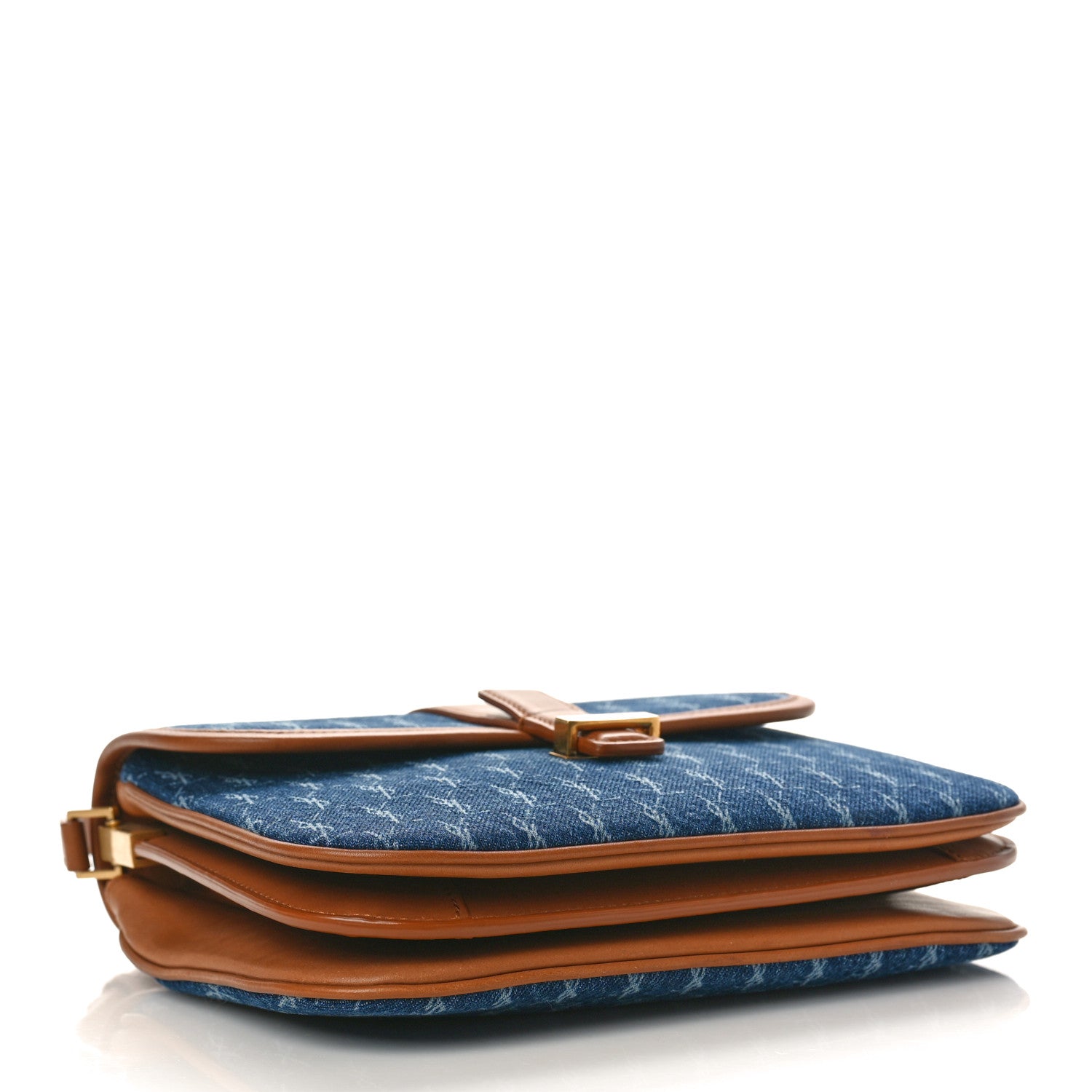 Saint Laurent Denim All-Over Monogram Small Le Monogramme Satchel Navy Blue 4 of 8