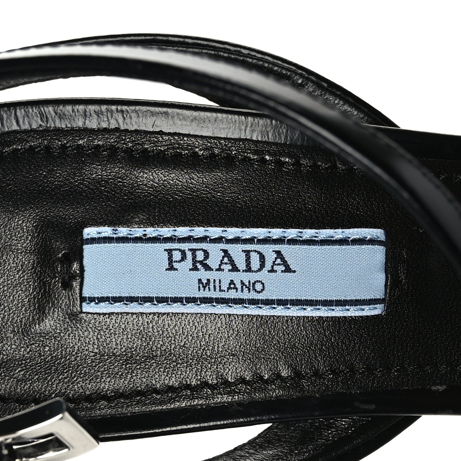 Prada Calfskin Metal Triangle Logo High Heels Sandals 38.5 Black 6 of 7