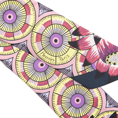 Hermes Silk Savana Dance Twilly Mauve Jaune Rose 3 of 4