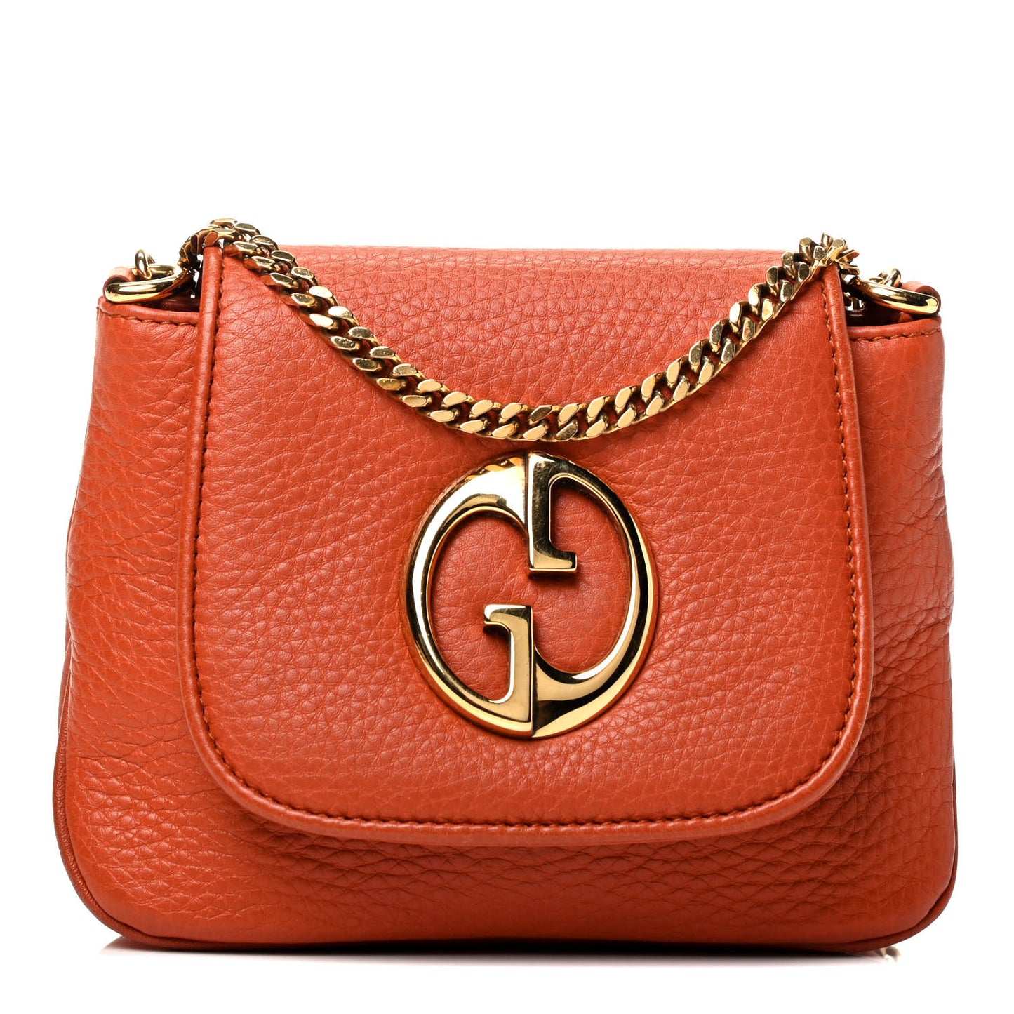 Pebbled Calfskin Small 1973 Chain Shoulder Bag Orange