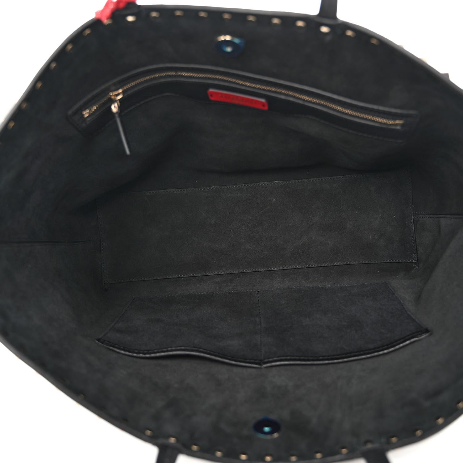 Valentino Garavani Grained Calfskin Rockstud Shoulder Tote Black 5 of 9