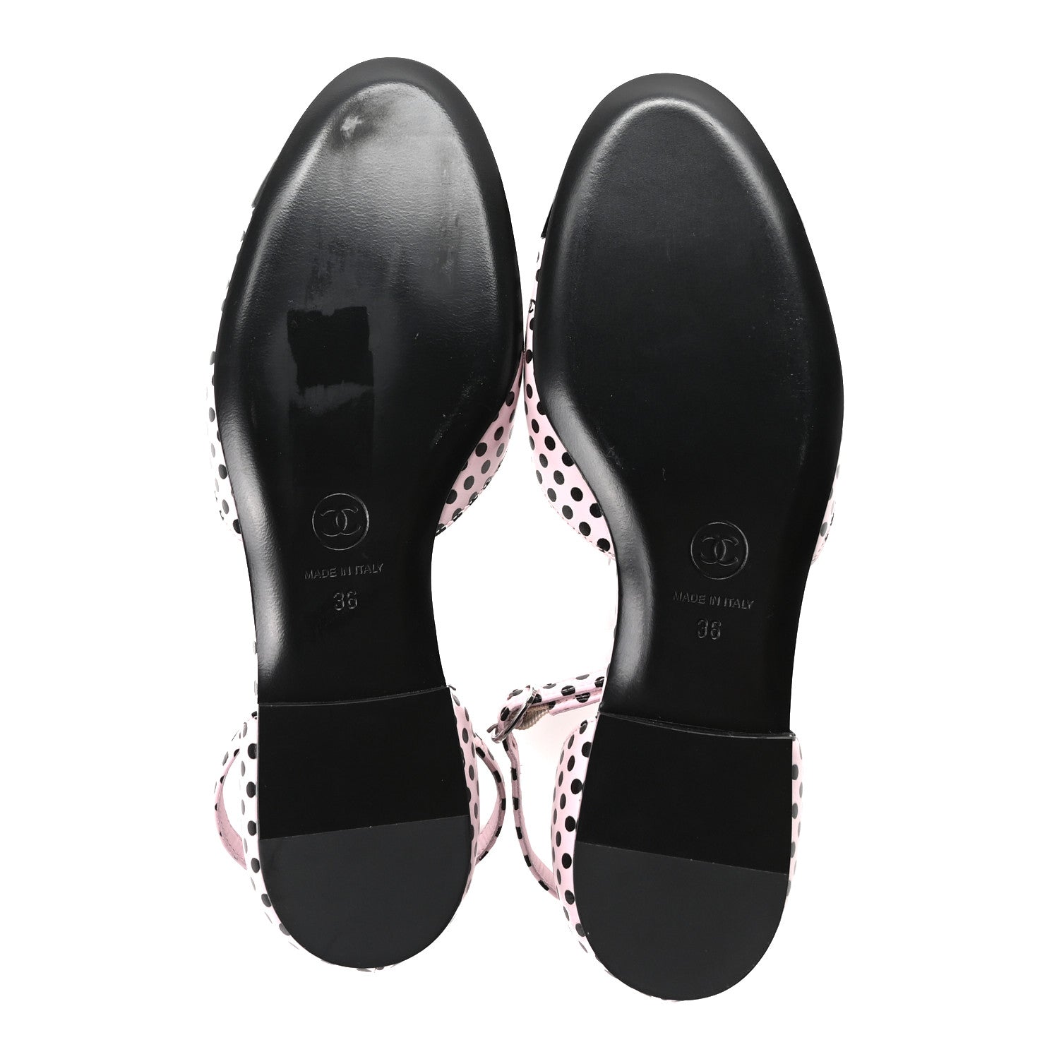 Chanel Lambskin Patent Calfskin Cap Toe Polka Dot Camellia Mary Jane Flats 36 Pink Black 6 of 9