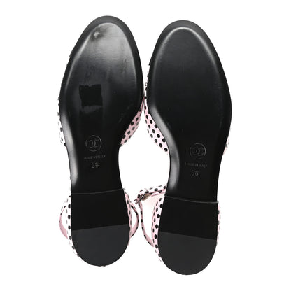 Chanel Lambskin Patent Calfskin Cap Toe Polka Dot Camellia Mary Jane Flats 36 Pink Black 6 of 9