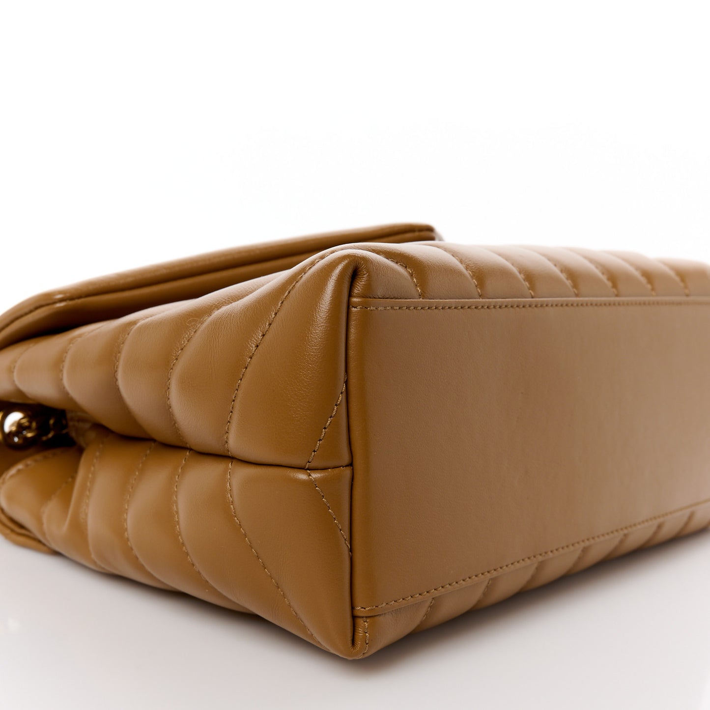 Calfskin Y Quilted Monogram Small Loulou Chain Satchel Dark Natural