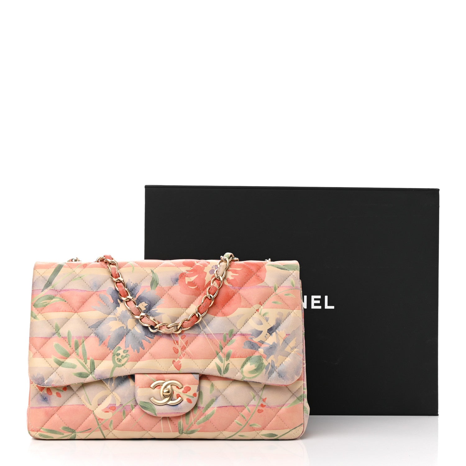 Chanel Lambskin Quilted Floral Jumbo Single Flap Multicolor 10 of 10