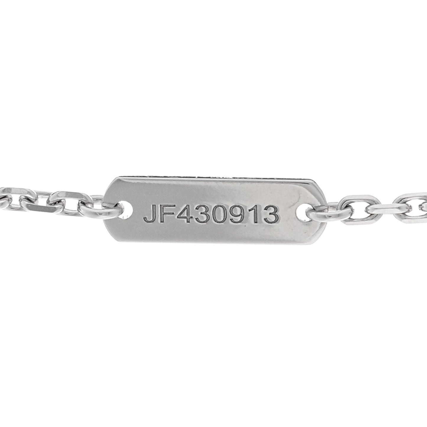 18K White Gold Guilloche Vintage Alhambra Pendant Necklace