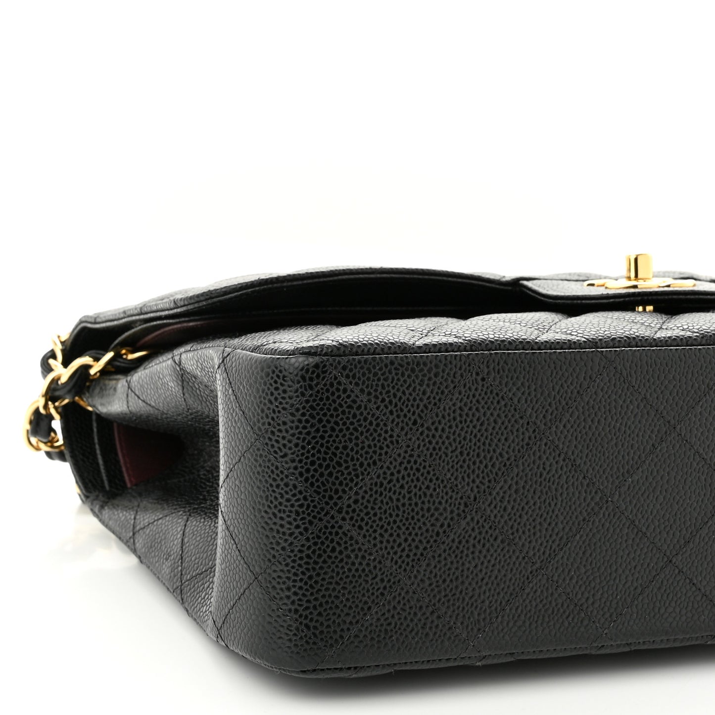 Caviar Quilted Jumbo Double Flap Black