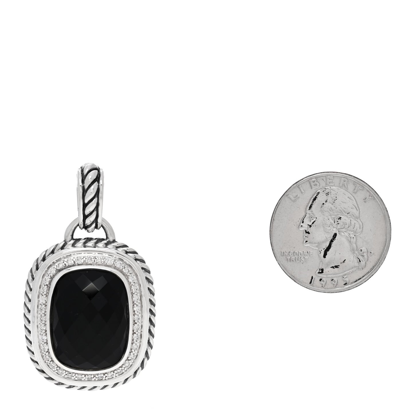Sterling Silver Diamond Black Onyx 20mm Albion Pendant