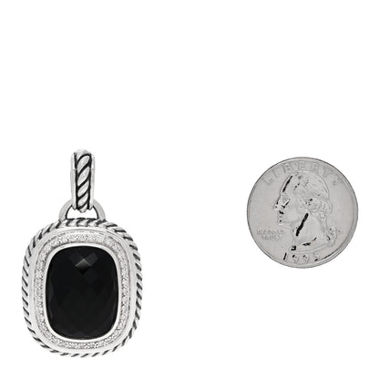 David Yurman Sterling Silver Diamond Black Onyx 20mm Albion Pendant 2 of 3