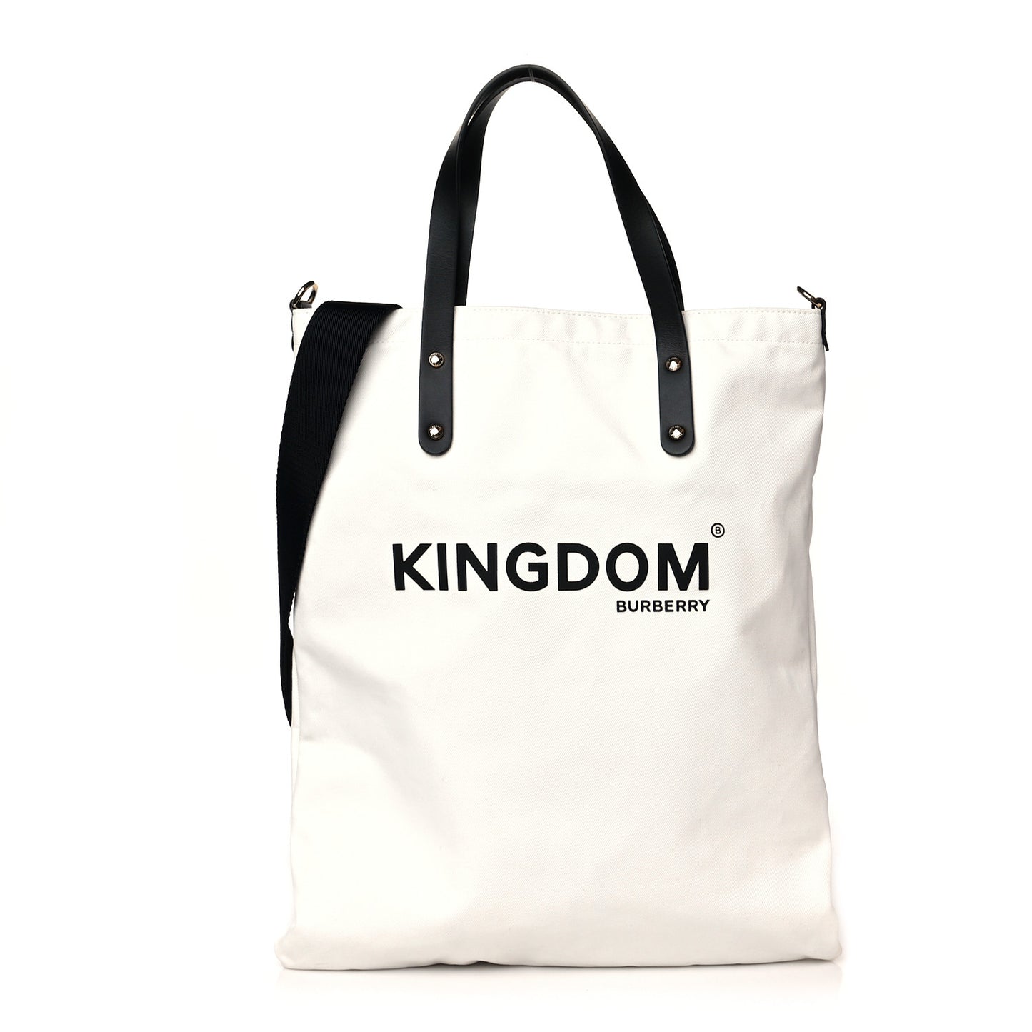 Cotton Canvas Calfskin Kingdom Print Tote Black