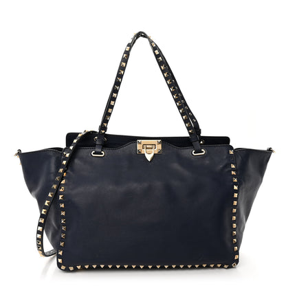 Valentino Garavani Vitello Medium Rockstud Tote Marine 1 of 10